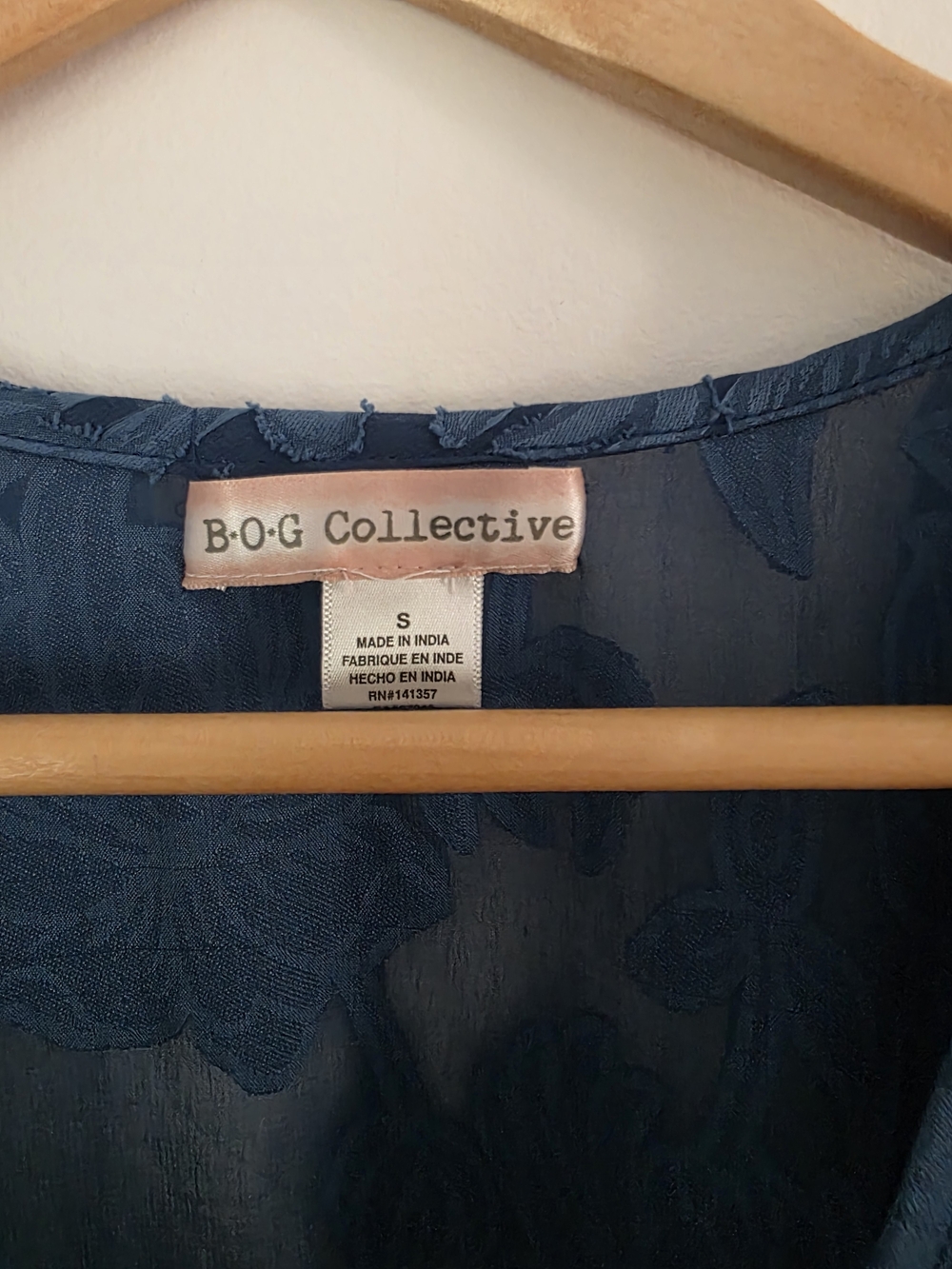 B.O.G Collective Women's Navy Floral Textured Top
